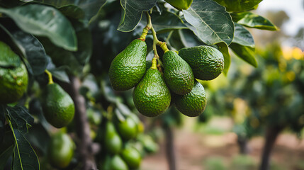 Sticker - Ripe Avocados Hanging From a Tree Branch