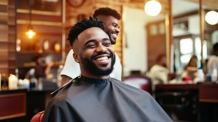 Poster - Man smiling at a barbershop