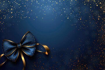 Aufkleber - A simple design featuring a blue background with gold stars and a decorative bow