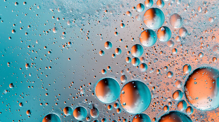 Abstract Oil and Water Droplets with Blue and Orange Hues
