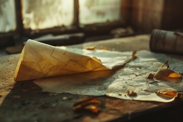 Poster - A sheet of paper resting on a tabletop with minimal background distractions