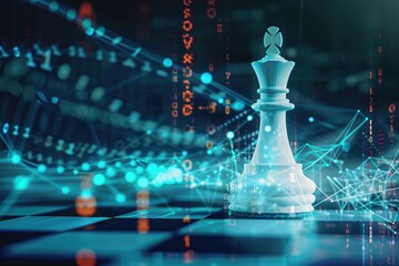 Poster - A single white chess pawn sitting on a wooden chess board
