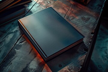 Aufkleber - A single book sitting on a wooden table