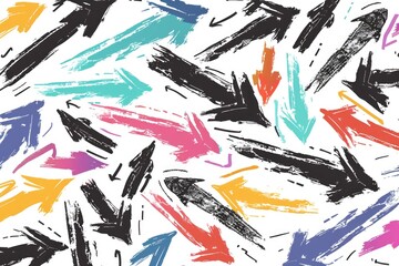 Poster - A seamless pattern of colorful paint strokes on a white background
