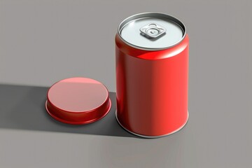 Poster - A can of soda placed next to a button