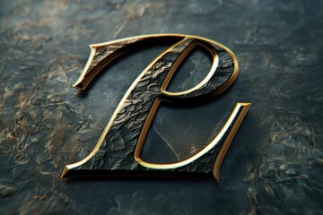 Poster - A detailed view of the letter P on a metallic surface