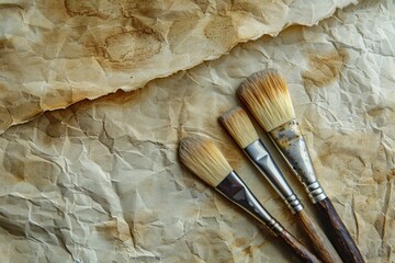 Poster - Two brushes sit on a piece of paper, ready for use