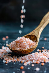 Sticker - A spoonful of salt is on a table. The salt is in a pile and the spoon is on top of it