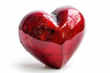 Poster - A red heart-shaped object on a white surface