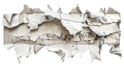 Poster - A ripped corner of a paper with rough edges and fibers exposed