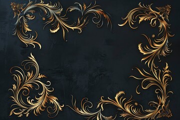 Poster - A simple yet elegant gold frame on a dark background
