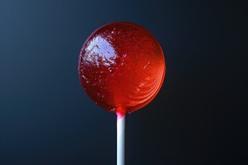 Poster - A single red lollipop sits atop a white stick, perfect for a candy lover's treat