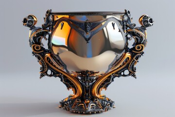 Poster - A decorative silver vase with a mirror on top