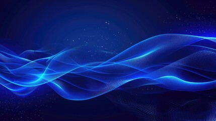 Poster - Abstract blue background with wavy patterns and starry night sky