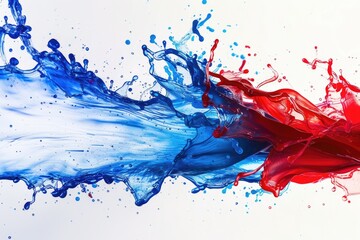 Poster - A close-up shot of two liquids, one red and one blue, interacting in a fascinating way