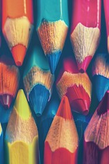 Poster - A close-up shot of a bunch of colorful pencils, ideal for education or art-related uses