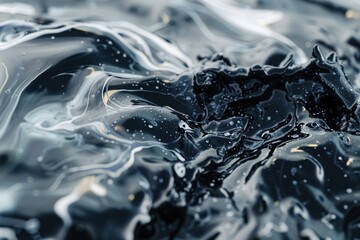 Poster - A close-up view of a black and white liquid, suitable for use in scientific or educational contexts