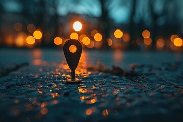 Poster - A small pin situated in the middle of a street