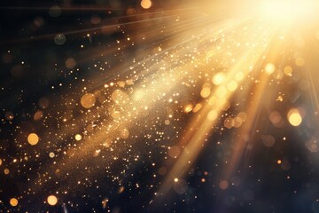 Poster - A single bright light shines brightly on a dark background, suitable for use in presentations or as a symbol of hope