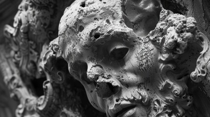 Poster - A classic statue photographed in black and white, ideal for use in historical or artistic contexts
