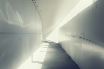 Aufkleber - A long corridor with white walls and natural light