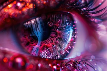 Poster - A close-up of an eye with glitter applied, ideal for use in beauty or fashion contexts