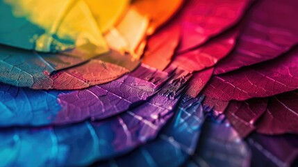 Poster - A close-up shot of a vibrant rainbow-colored feather with intricate details and texture