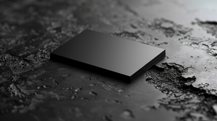 Aufkleber - A close-up of a black business card lying on a dirty surface, ideal for use in scenarios where a professional touch is needed amidst chaos