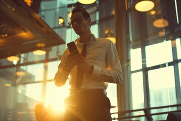 Aufkleber - Man in suit holding mobile device