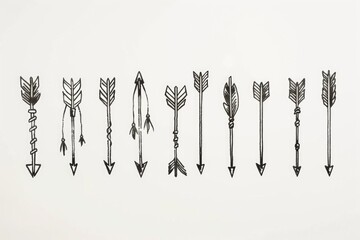 Poster - A row of arrows drawn on a white wall