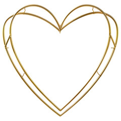 Wall Mural - Geometric wireframe heart shape in metallic gold, isolated on a transparent background, minimalist design.
