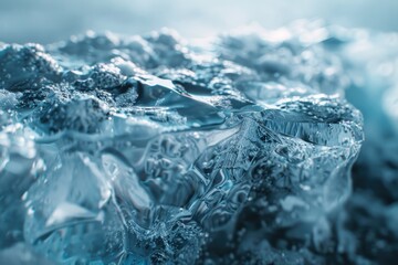 Canvas Print - A close-up shot of a piece of ice with intricate details and textures