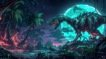 Naklejka na meble Stegosaurus in a Fern Forest