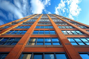 Aufkleber - A large brick building with many windows, suitable for use in urban or architectural scenes