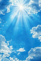 Aufkleber - A bright sun is visible behind thin clouds, with no obstruction of view