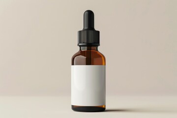 Poster - A brown glass bottle with a white label, suitable for use in product photography or as an isolated graphic