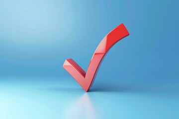 Aufkleber - A simple red check mark icon on a bright blue background