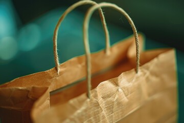 Poster - A brown paper bag sitting on a table with a simple and rustic design
