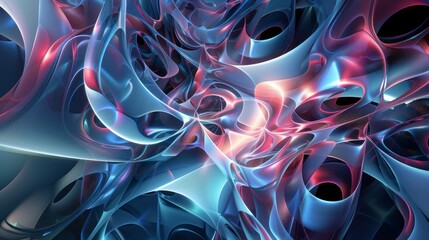 Poster - Complex 3D abstract layers with varying opacity and light interplay.