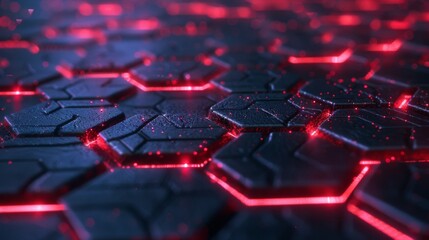 Aufkleber - Futuristic 3D hexagonal grid with glowing edges and depth