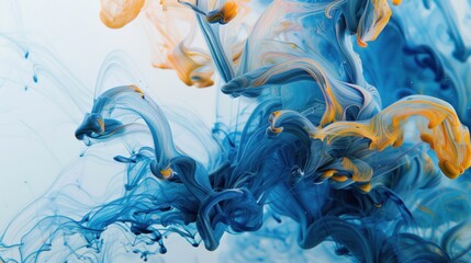 Abstract Swirls of Blue and Orange Ink