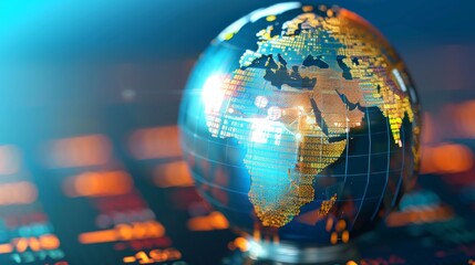 Aufkleber - Rotating 3D globe with data points, representing international business expansion.