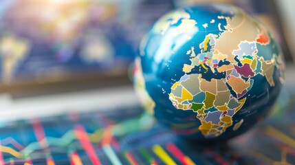 Aufkleber - Rotating 3D globe with data points, representing international business expansion.