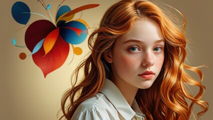 Poster - Portrait of a Young Woman with Red Hair.