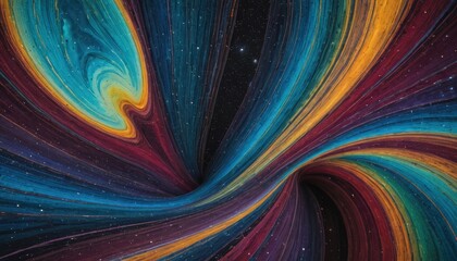 Canvas Print - Abstract Colorful Swirls with Starry Background.