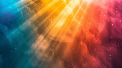 Poster - Vibrant Abstract Gradient with Sunburst Rays and Bokeh Effects, blended colors and dynamic energy