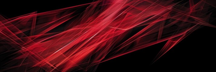 Poster - Dynamic Red Abstract Wave Patterns Set Against a Striking Black Background for Visual Impact