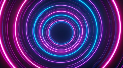 Poster - Vibrant abstract loop background with neon circles and futuristic design elements in bright colors