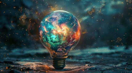 Canvas Print - A Light Bulb Filled with Cosmos