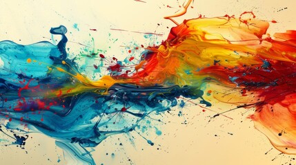 Aufkleber - Vibrant abstract splash of paint creating a dynamic and energetic composition.